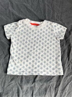 Carter's white baby boy shirt with blue print pattern